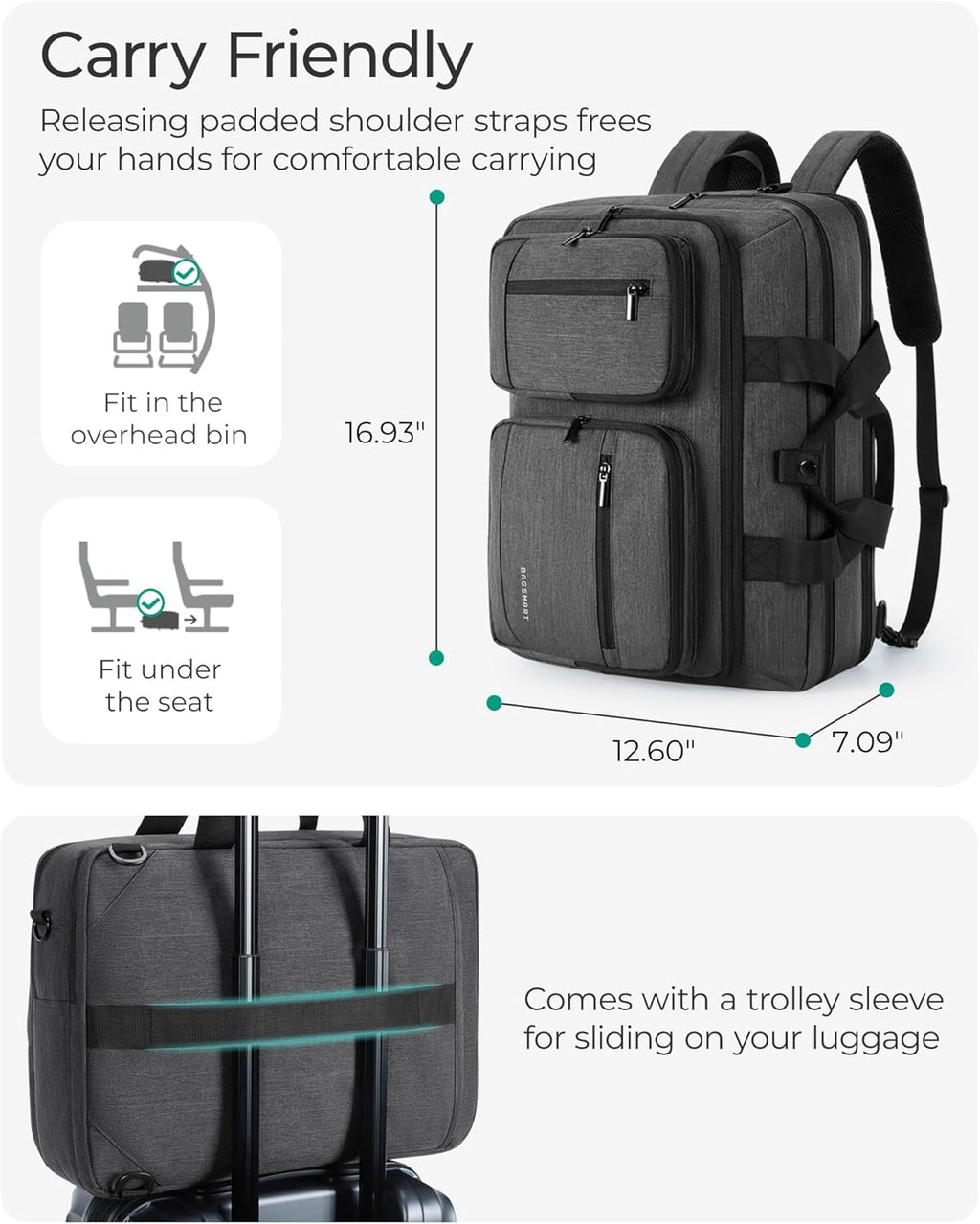 3 In 1 Laptop Bag for Men, Computer Briefcase 17.3 Inch Laptop Water-Repellent Shoulder Bag, Computer Bag Business