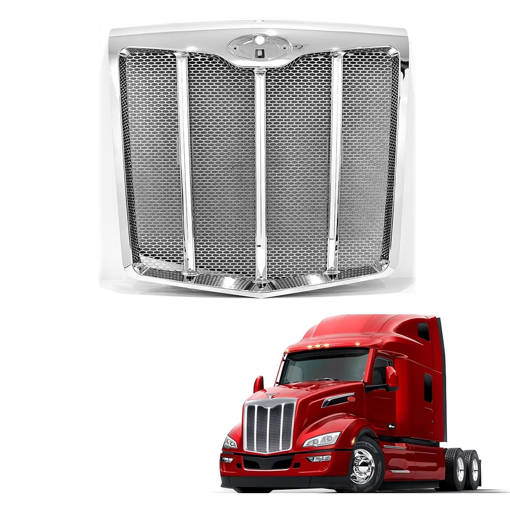 Replacement for Peterbilt 579 Grille Grill 2022+ Chrome Assembly with Bug screen