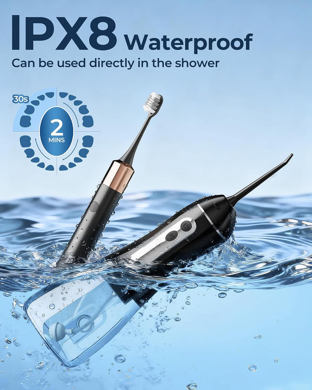 Electric Toothbrush with Water Flosser for Teeth, Sonic Electric Toothbrush and Electric Floss for Adults and Kids