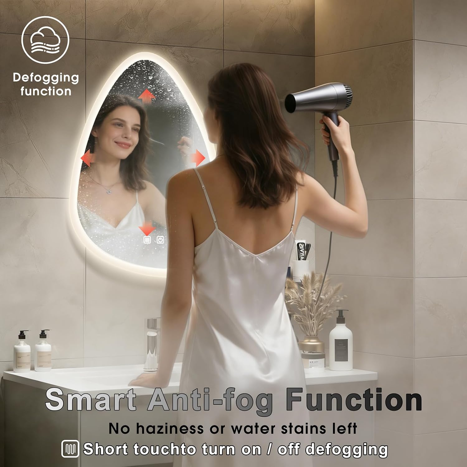 16x24 LED Bathroom Mirror with Lights Irregular, Lighted Bathroom Vanity Mirror for Wall, Front Lit and Backlight