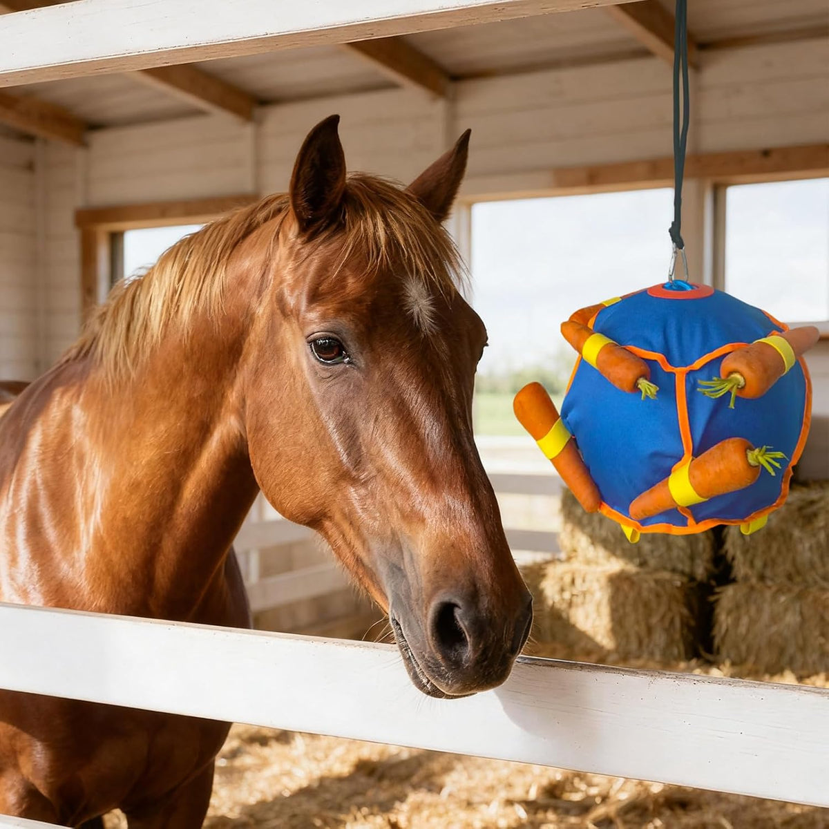 Jolly Ball for Horses-Horse Stall Boredom Toys(Blue)