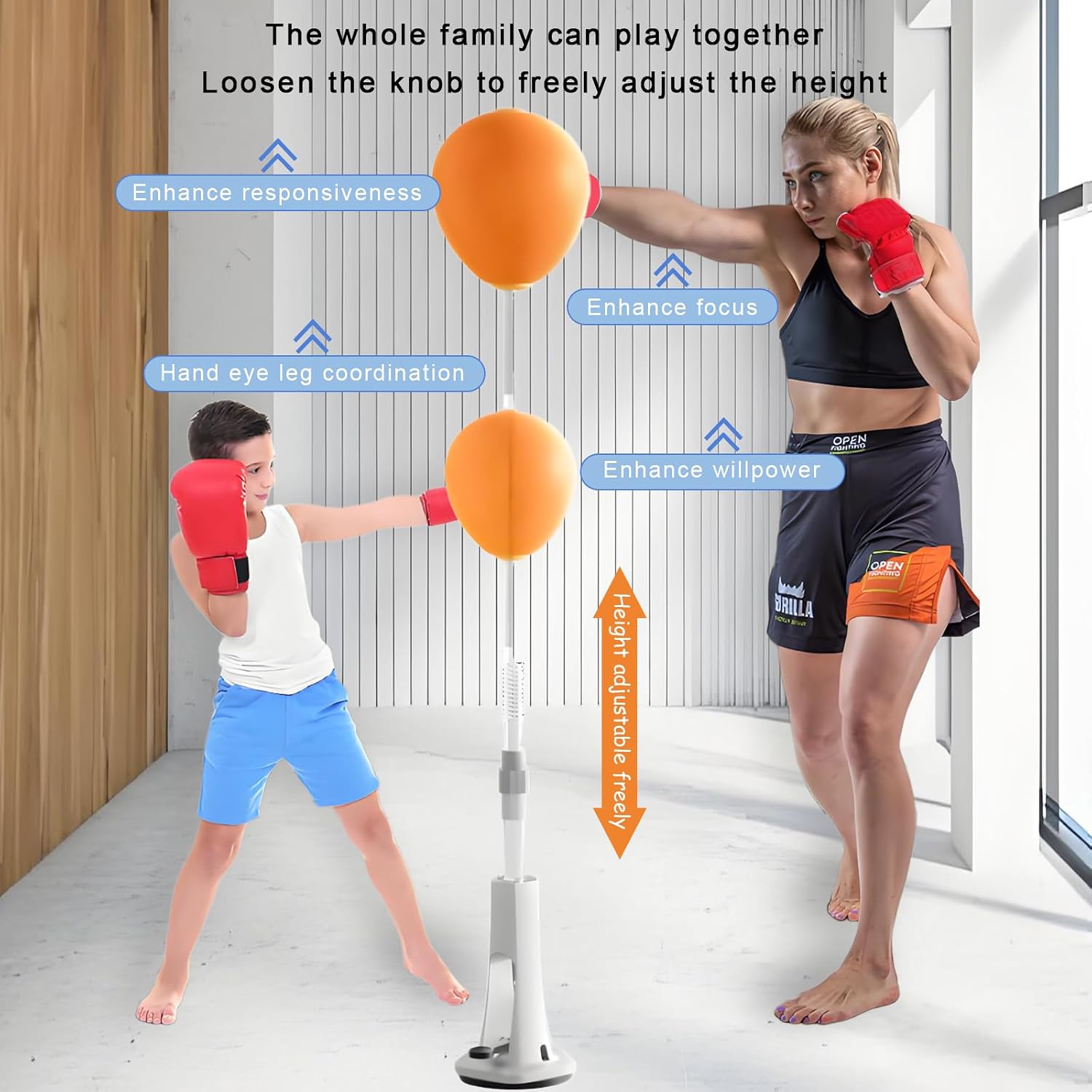 Reflex Bag, Punching Bag with Stand, Boxing Bag for Teens and Adults,Adjustable Boxing Ball with Suction Cup