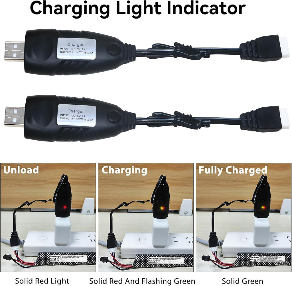 11.1V Battery Charger Airsoft - 2A 1500mAh USB Chargers with XH-4P Plug Gel Blaster 3S Lipo Battery 11.1 Volt Li-ion
