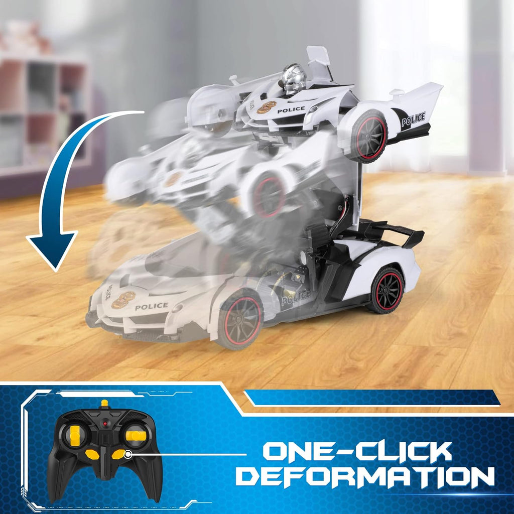 Remote Control Car - Transform Toys Car Robot, One Button Deformation to Robot with Flashing Light, 2.4Ghz 1:18 Scale
