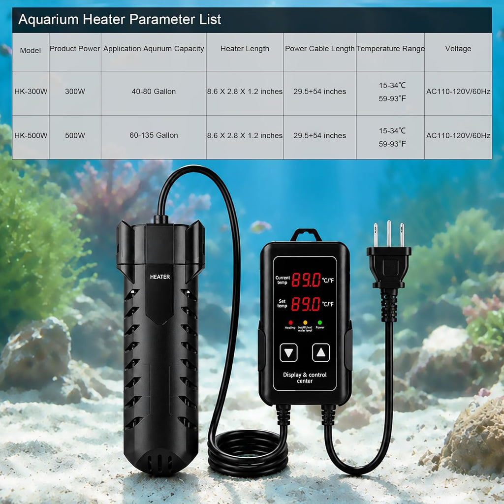 300W Aquarium Heater, Fish Tank Heater, Submersible Heater For Fish Tank