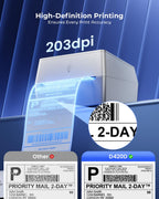 Thermal Label Printer with Touchable Screen, 4x6 Bluetooth Shipping Label Printer with Built-in Label Holder, D420D