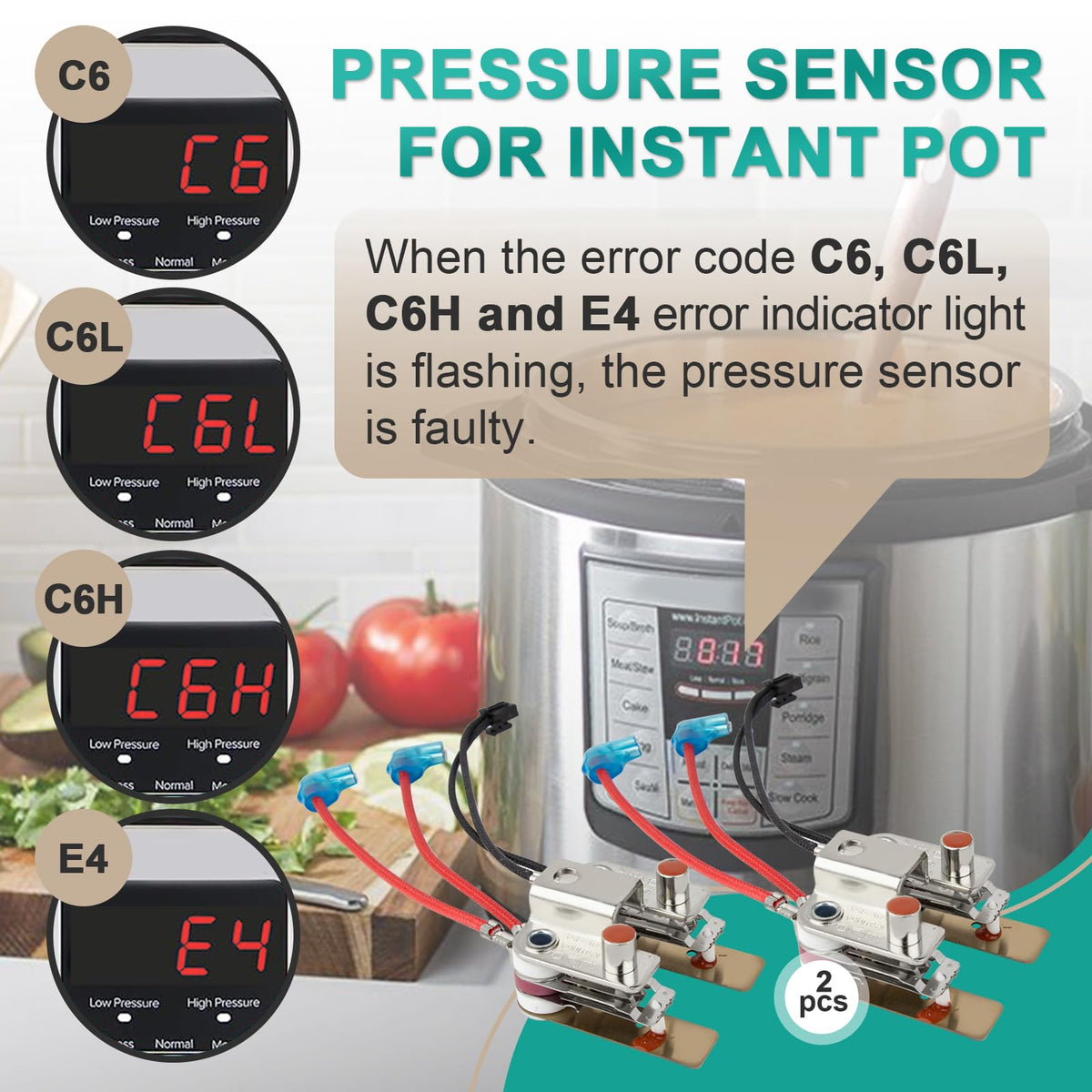 2 Pcs Pressure Sensor Compatible with Instant Pot Pressure Cooker or Switch