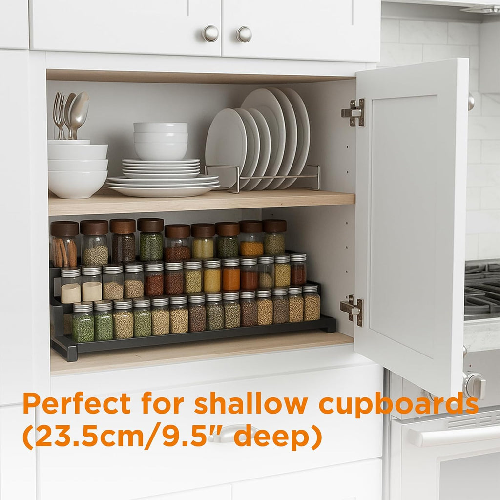 3-Tier Spice Rack Organizer for Kitchen Cabinet or Pantry, 16"-29" Expandable Spice Organization Shelf, Seasoning