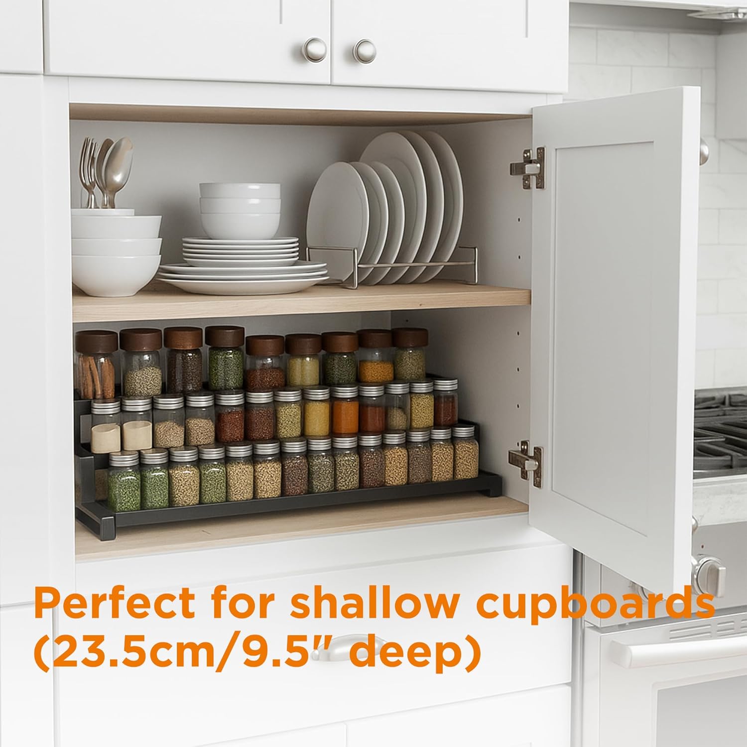 3-Tier Spice Rack Organizer for Kitchen Cabinet or Pantry, 16"-29" Expandable Spice Organization Shelf, Seasoning