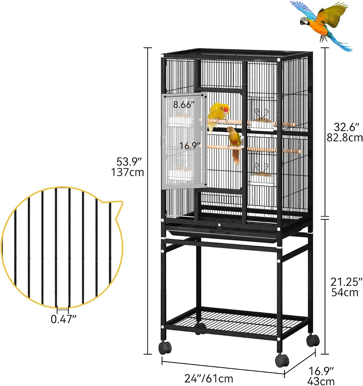53.9-Inch Metal Bird Cage