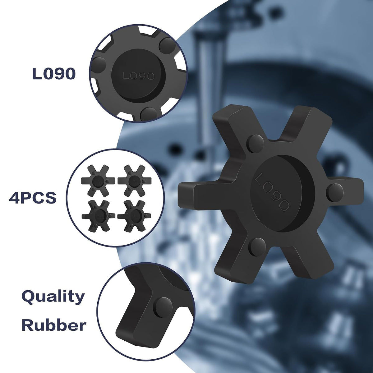 XIKE L090 NBR Rubber Spider for L-Jaw Coupling, 4-Pack