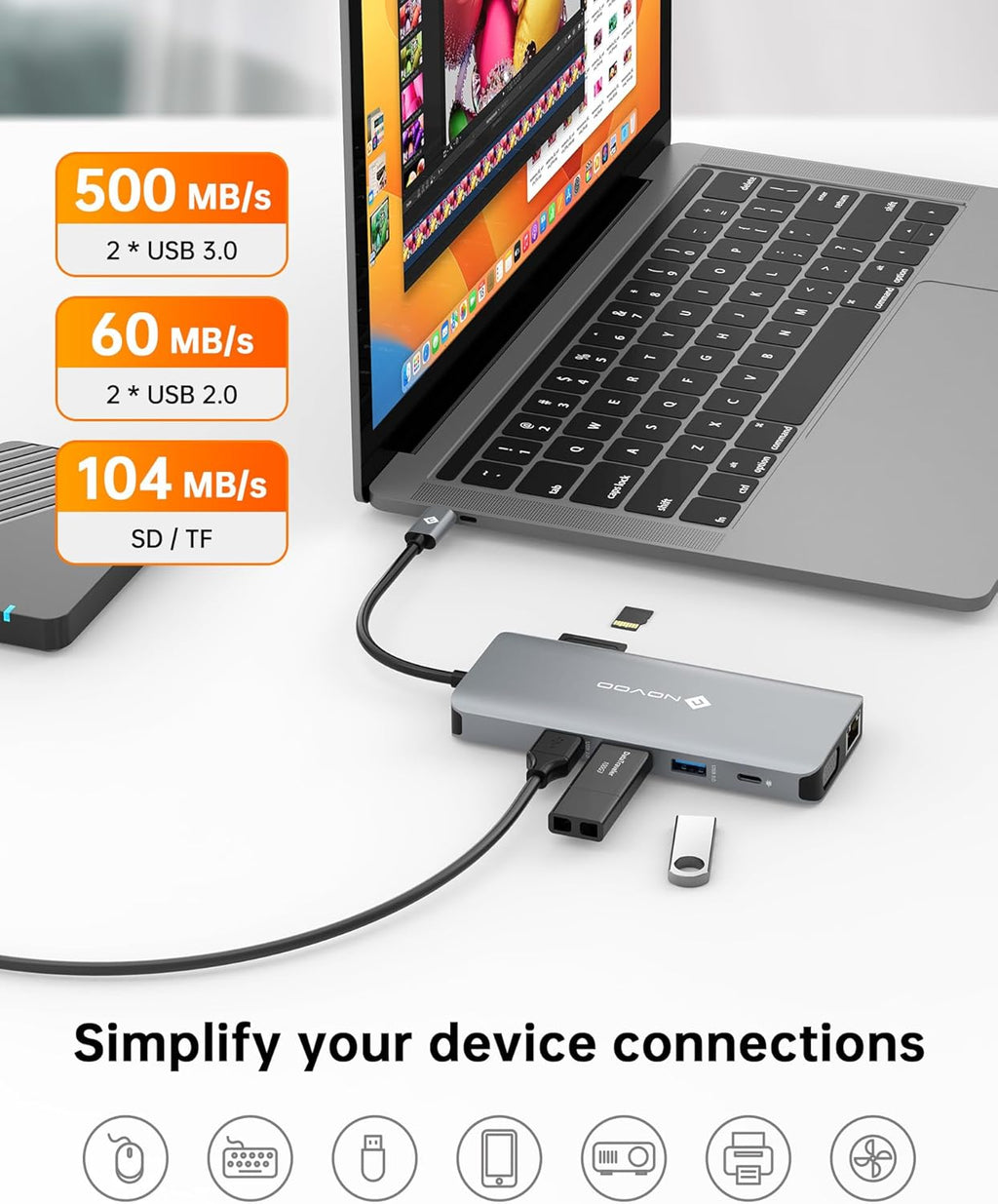USB C Docking Station Dual HDMI Adapter, 11 in 1 Multi Display Docking Station Dual Monitor with 2 HDMI, VGA, 100W