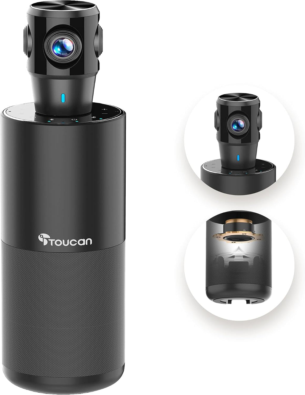 360-Degree Video Conference Camera, 1080p HD Webcam with 4 Noise Reduction Mics, Speaker, AI Tracking, Works with