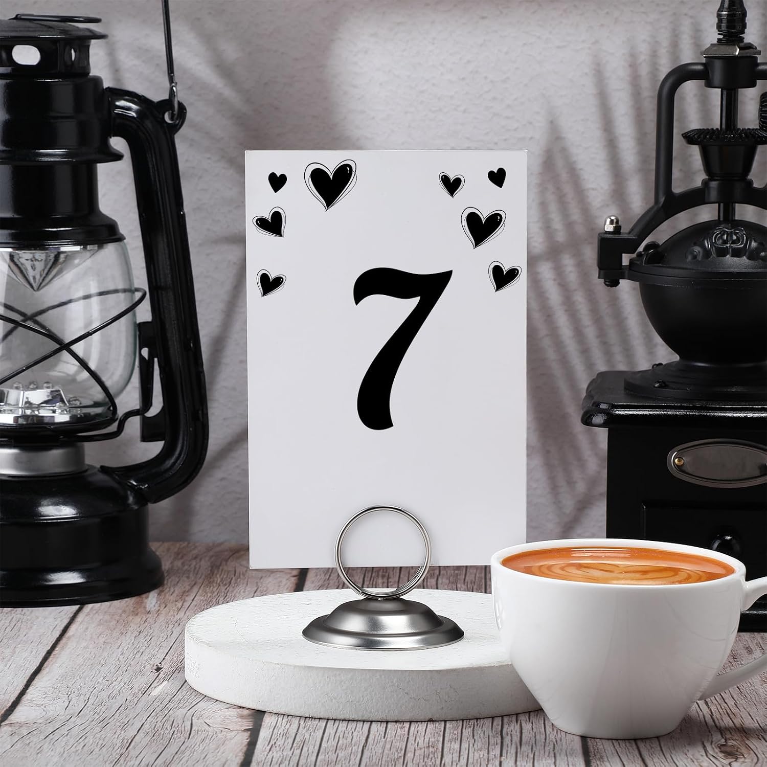 24 Pcs Place Card Holders Table Number Stands,Matte Silver | Metal Ring Clips