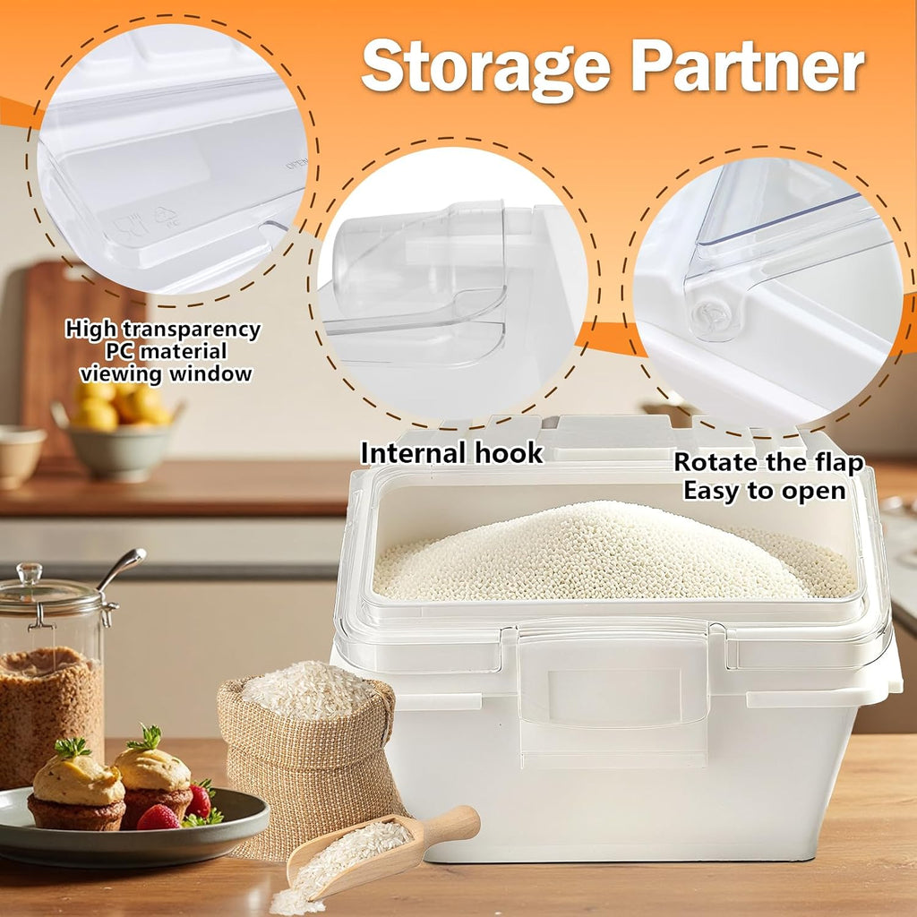 Flour Bin,50lb Stackable Kitchen Ingredient Storage Container with Lid - Food Pantry Organizer for Flour, Sugar