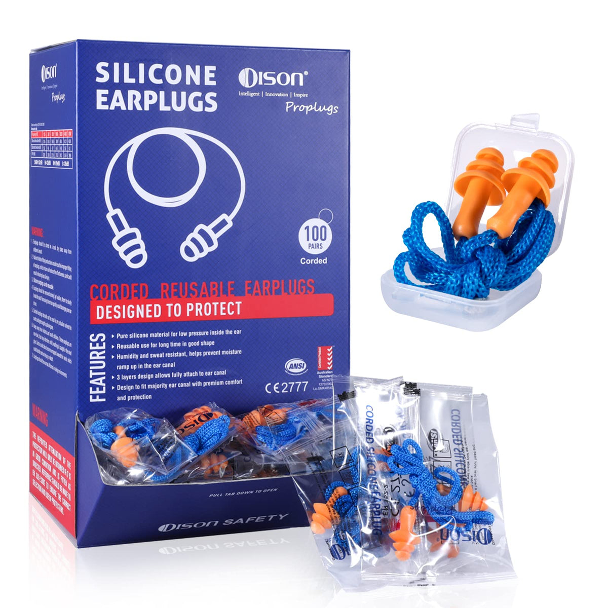 100Pairs Silicone Ear Plugs,32dB,Orange