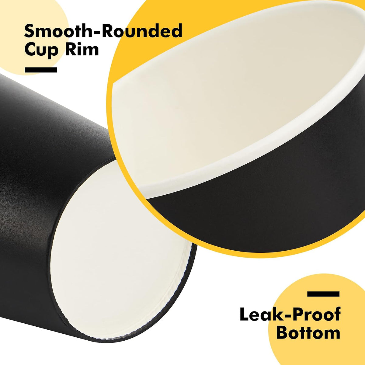 Coffee Cups with Lids 12 oz 100 Pack, Black Cups with Sleeves