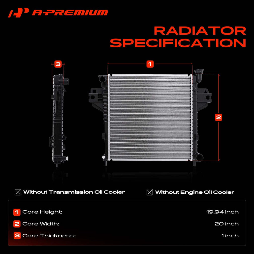 A-Premium Engine Coolant Radiator Assembly Compatible with Jeep