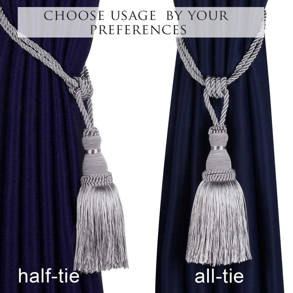 4 Pack Curtain Tiebacks Tassel Drapery Tie-Backs Rope Holdbacks