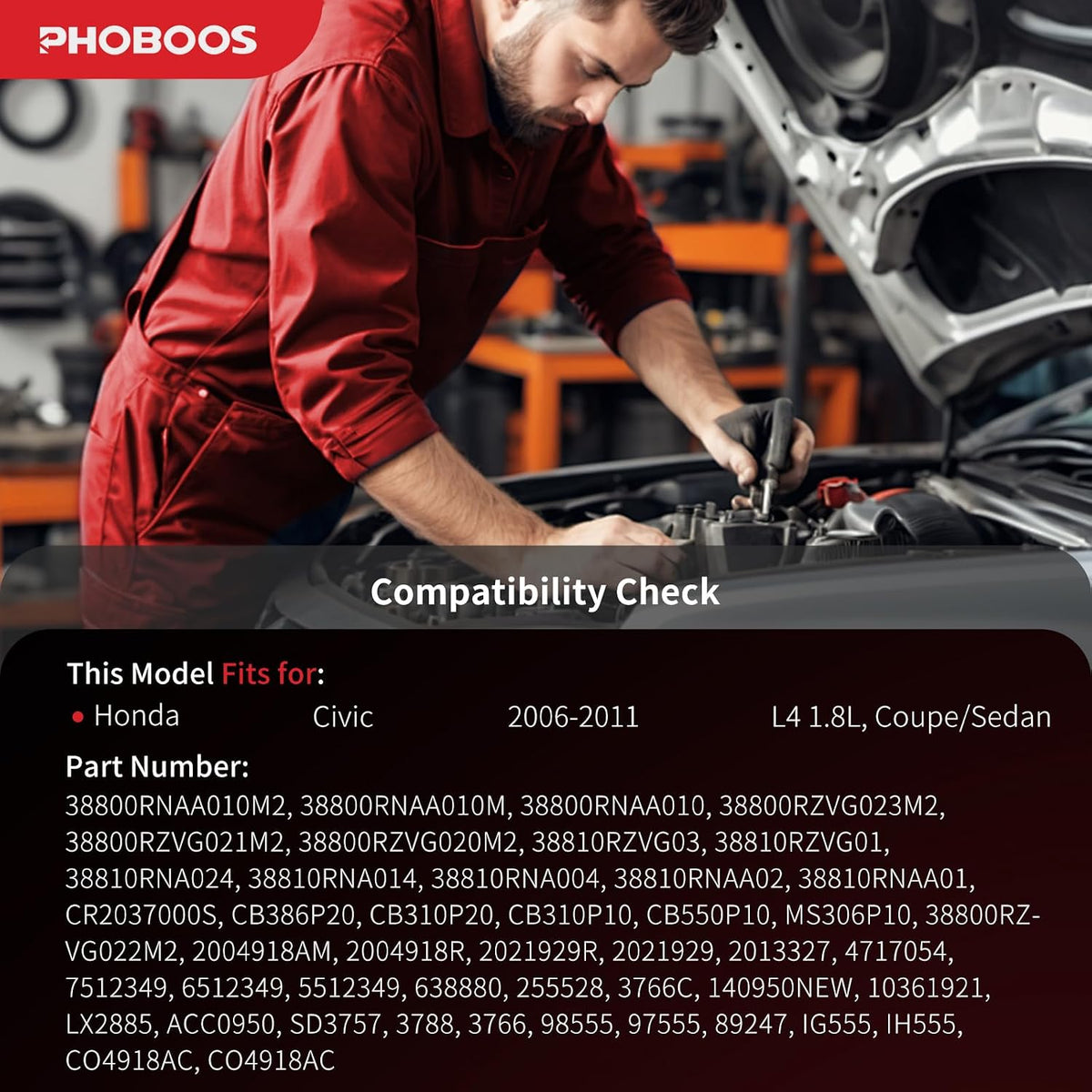 PHOBOOS A/C Compressor with Clutch Compatible with Honda Civic