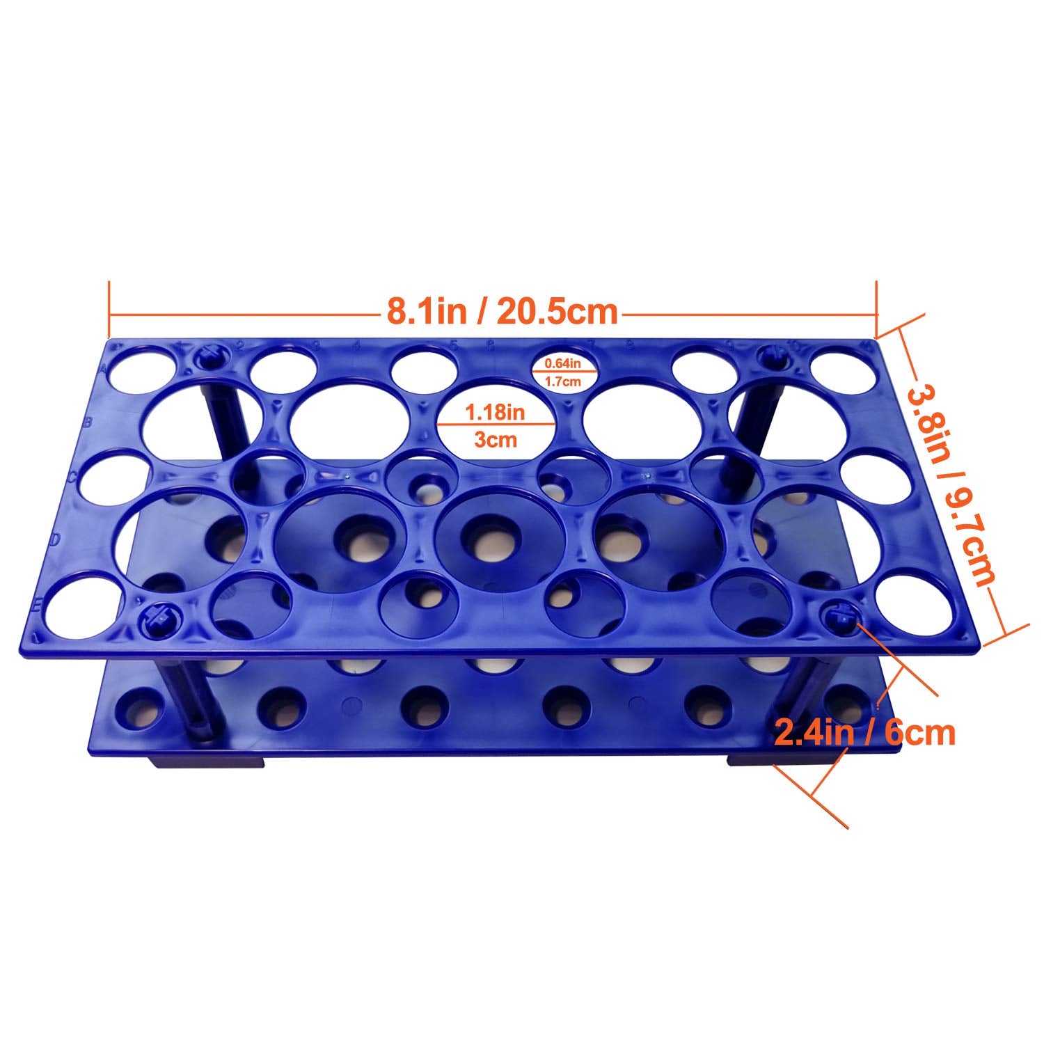 Test Tube Rack, Lab Test Tube Holder, Centrifuge Tube Rack 28 Well | Blue and Orange, Easy to Assemble, Resistant to