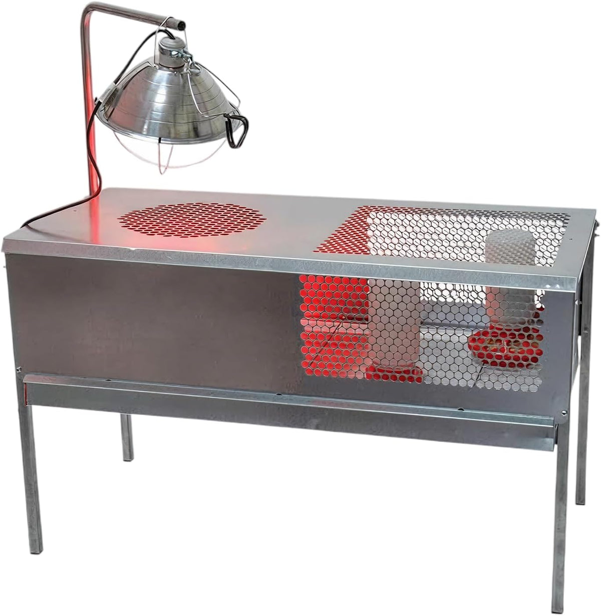 Stand Up Chick Brooder, Elevated Chicken Brooder Pen with Lamp Stand, Removable Tray, Wire Floor, Ventilated Steel