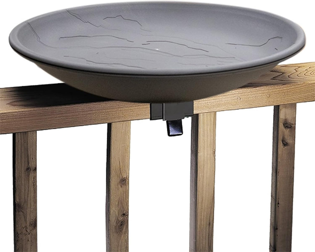Wild Bird Lover's Heated Bird Bath w/Deck Rail Mounting Brackets, 20in