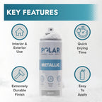 Polar Metallic Multi-Surface Spray Paint - Silver - 400ml (Pack of 2)
