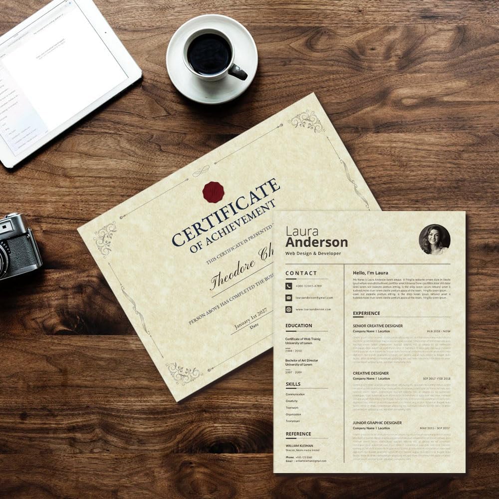 120 Sheets Parchment Paper for Certificates, 8.5" x 11", Ivory