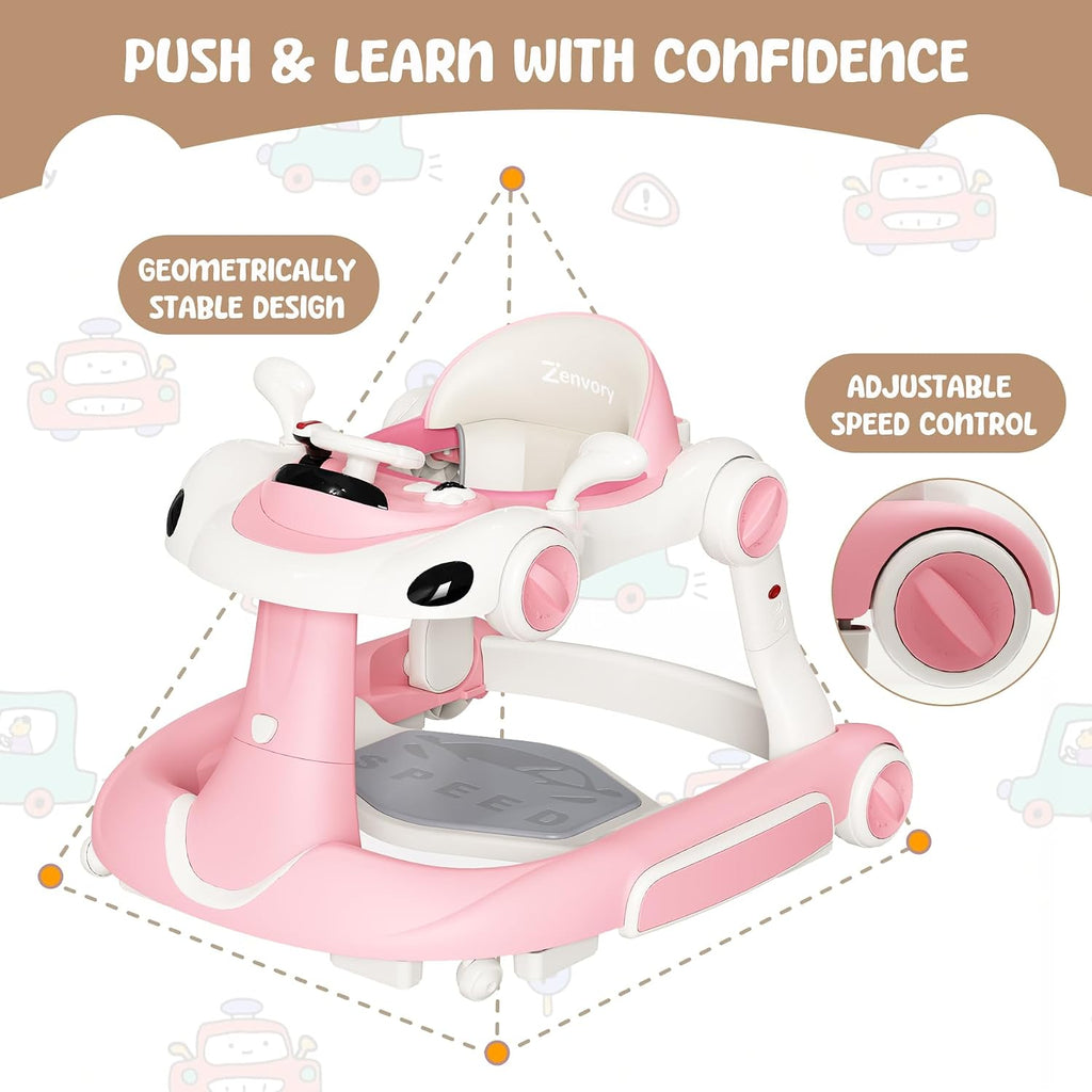 6-in-1 Foldable Baby Walker Activity Center Bouncer Rocker 6-18 Months