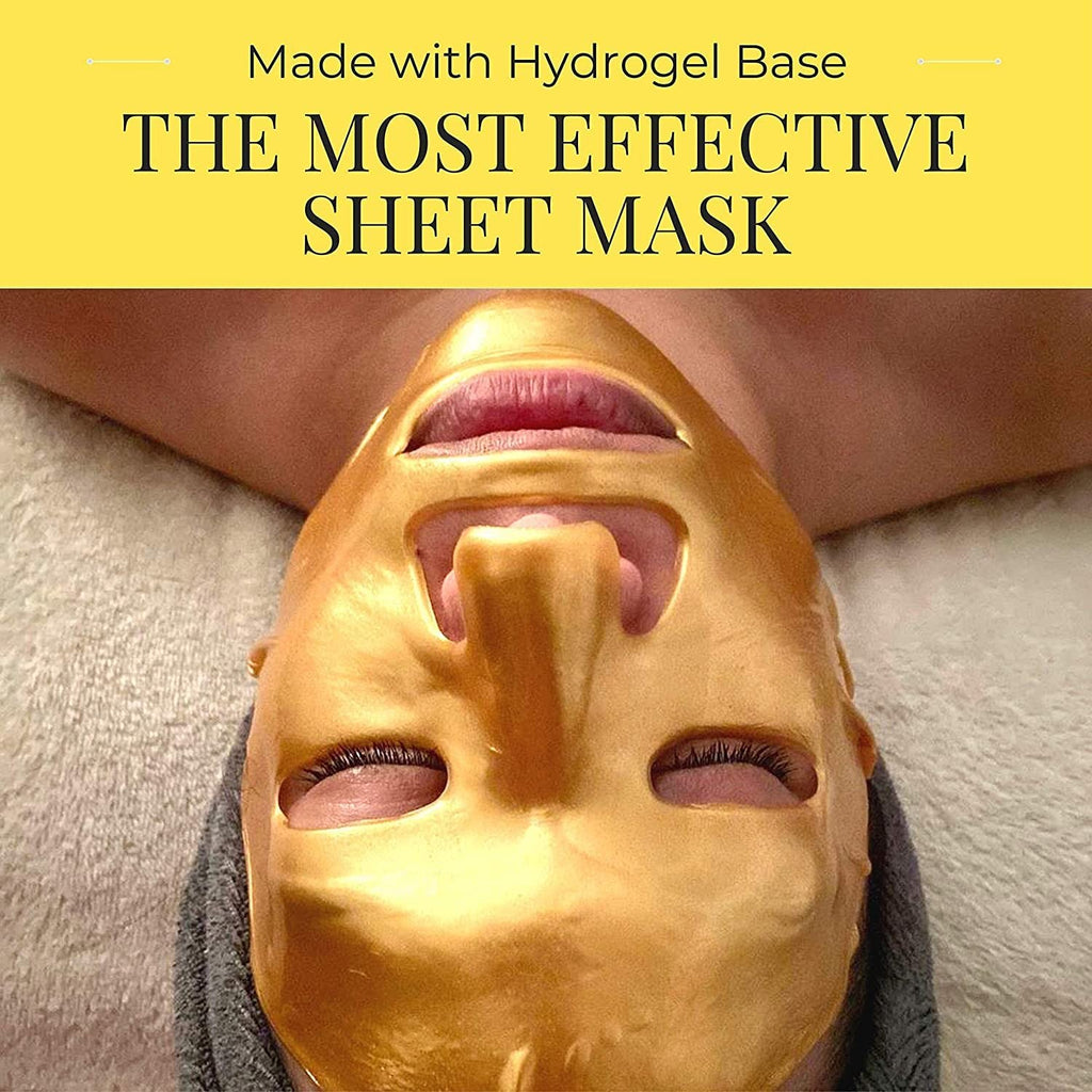 Hydrogel Facial Sheet Masks with 24K Gold, Collagen, vitamin C