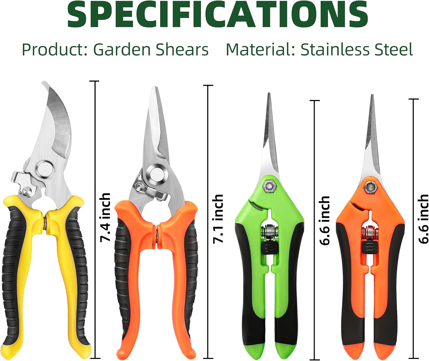 4 Pack Garden Pruning Shears, Stainless Steel Garden Shears, Gardening Shears, Garden Scissors, Clippers, Pruning