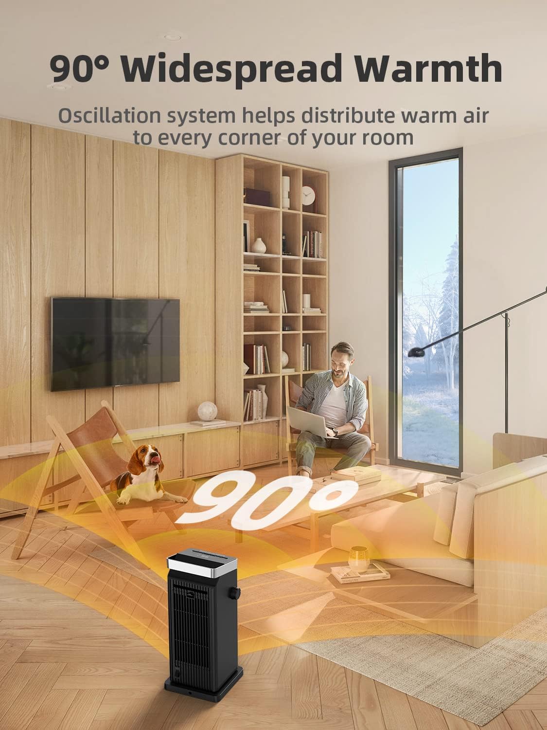 1500W Space Heater for Indoor Use, Ceramic Electric Tower Heater