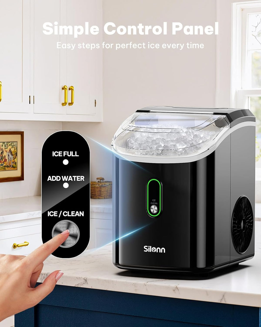 Nugget Ice Maker Countertop - 36lbs 24H Chewable Pellet Sonic Ice