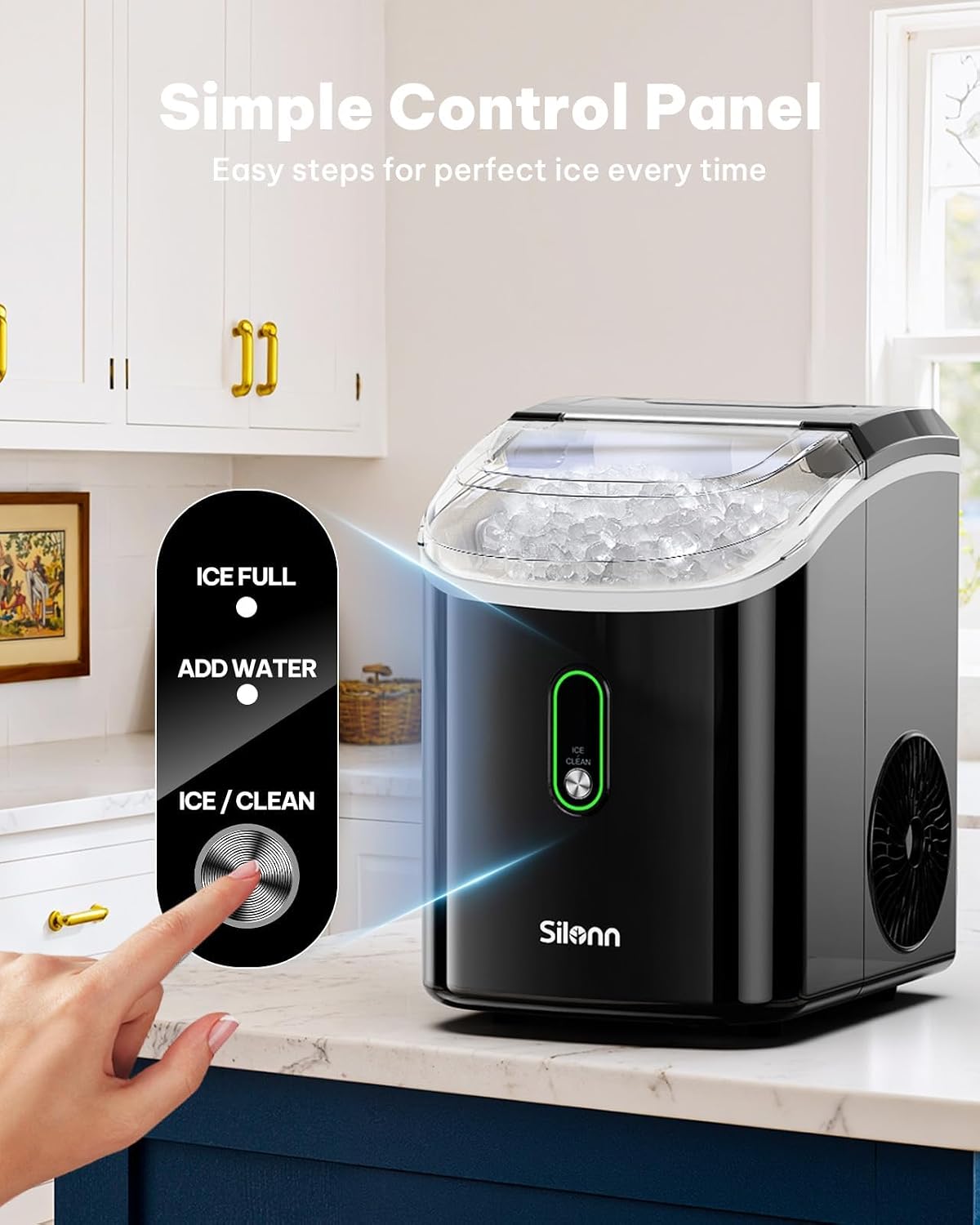 Nugget Ice Maker Countertop - 36lbs 24H Chewable Pellet Sonic Ice