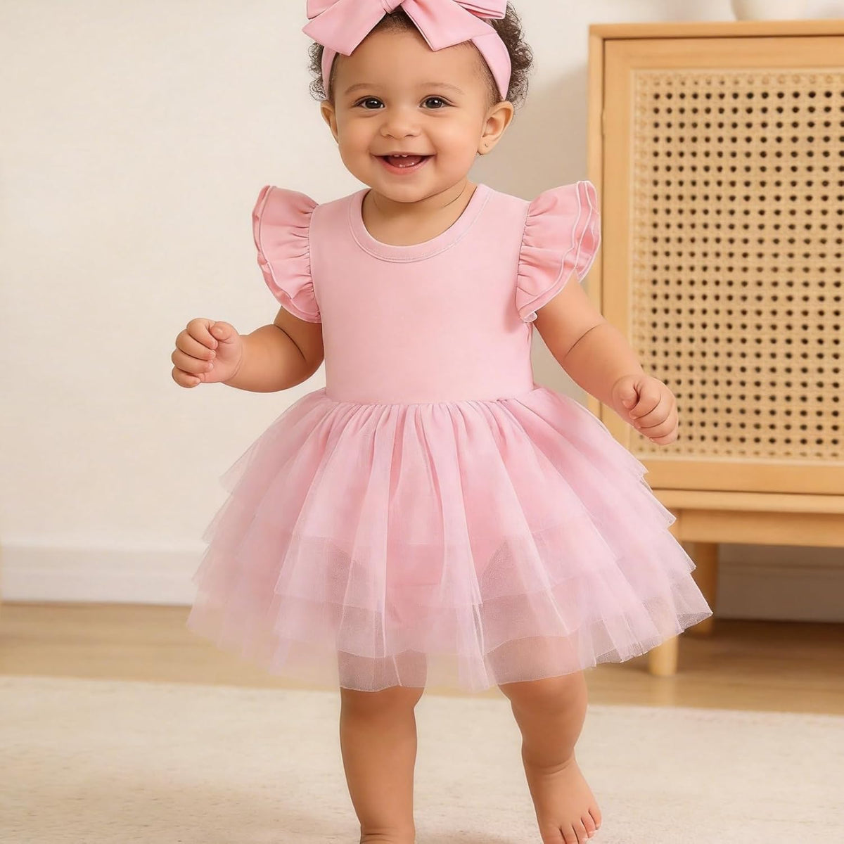 Baby Girls Tulle Romper Ruffle Sleeveless Tutu Dress 0-18M