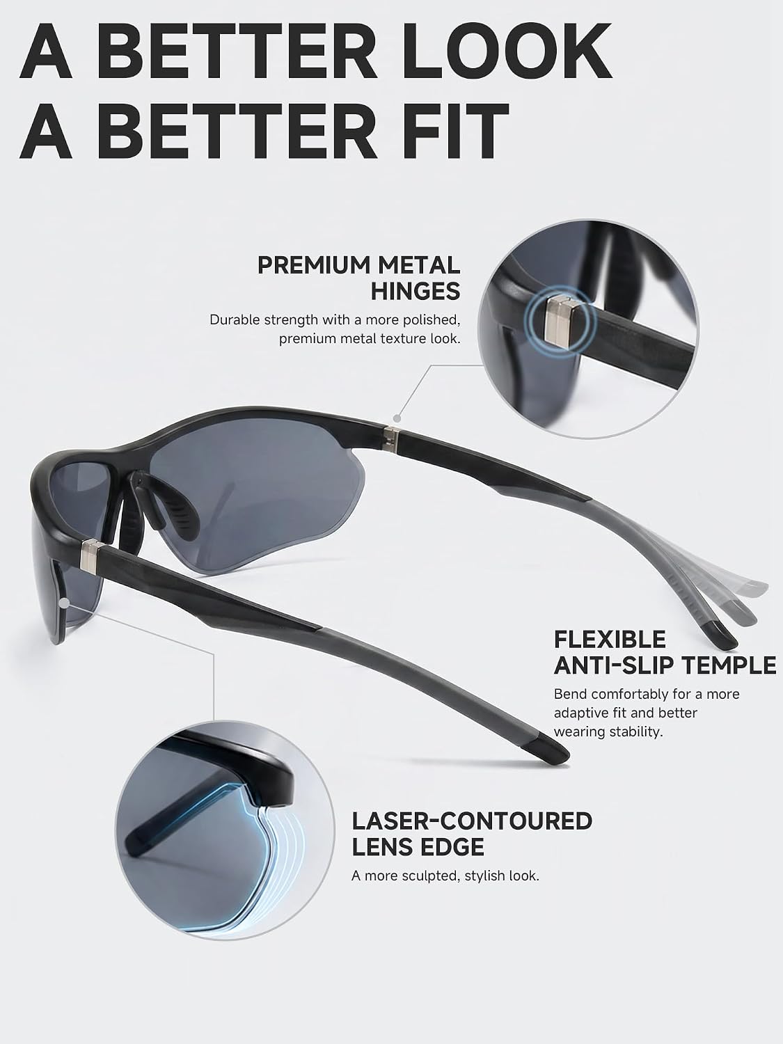Sports Sunglasses for Men Women, Lightweight Running Glasses with UV400 Protection, Non Polarized for Cycling Golf