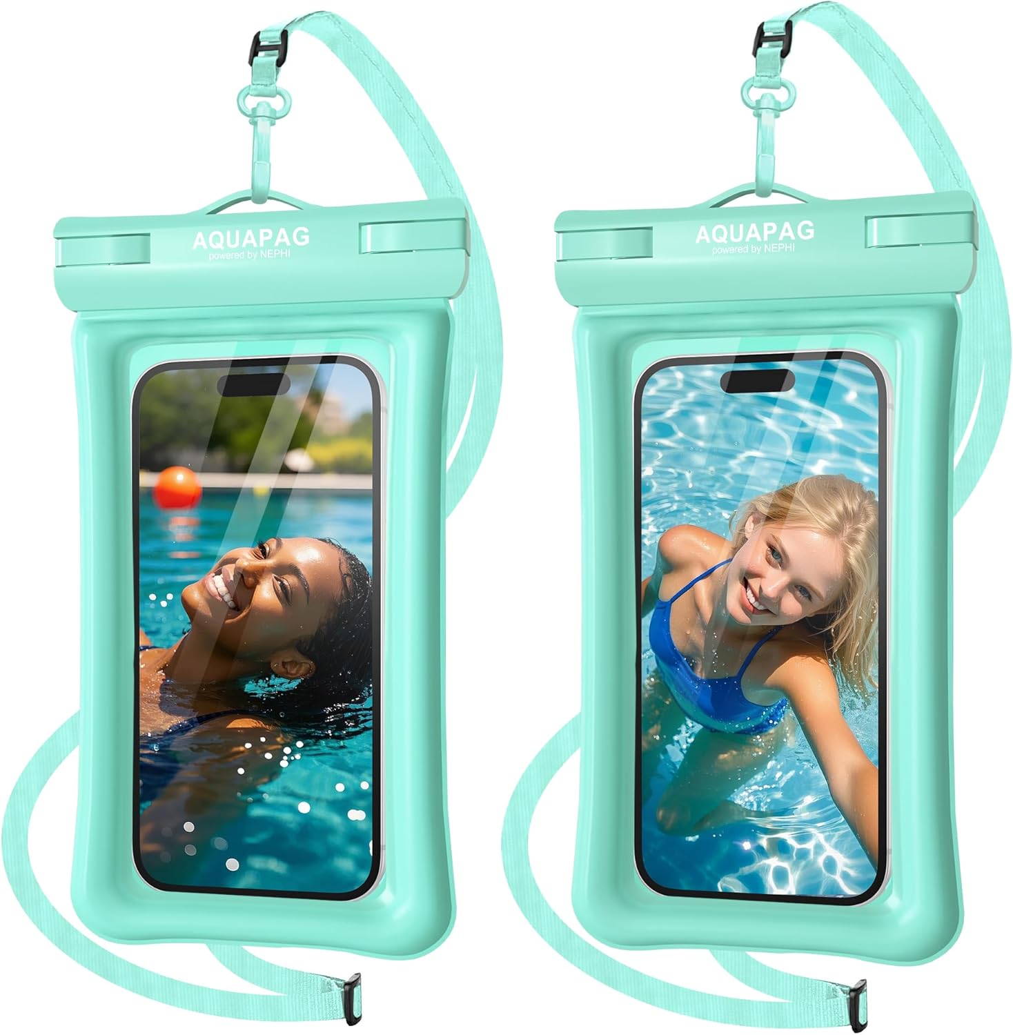 IP68 Waterproof Phone Pouch 2 Pack-Up to 8.0"，Adjustable Neck Lanyard Floating Waterproof Phone Case for iPhone,Phone