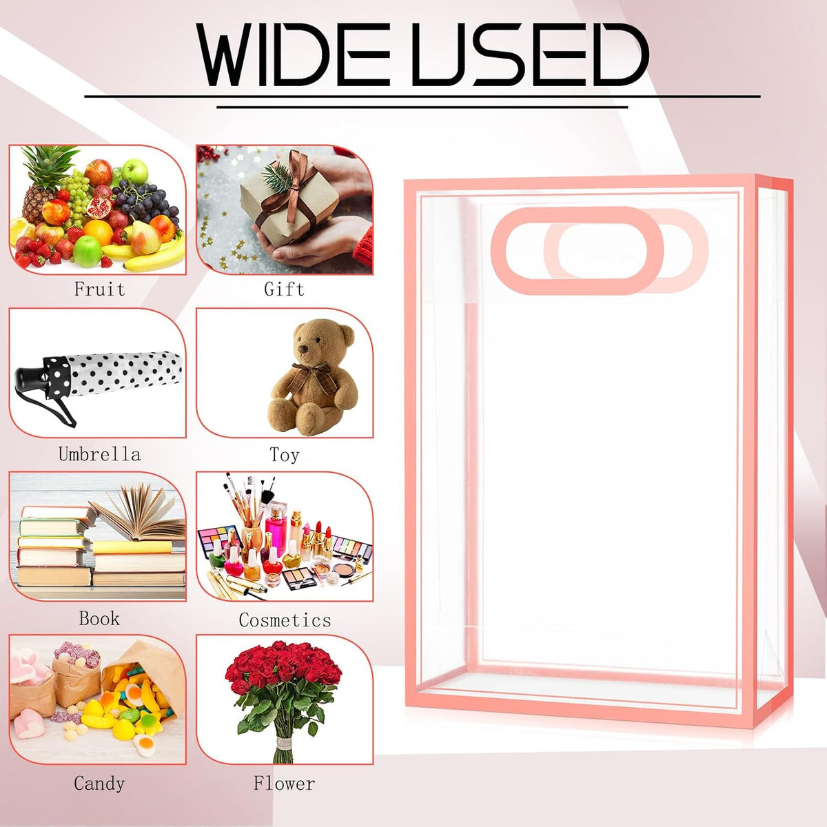20 Pcs Clear Plastic Gift Bag with Die Cut Handle