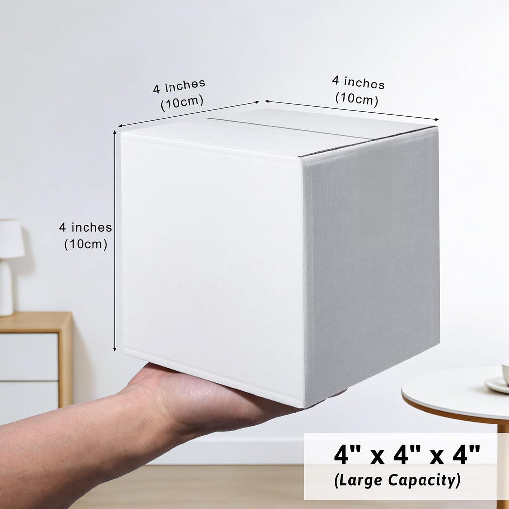 4x4x4" White Shipping Boxes, 25-Pack Small Corrugated Mailer Boxes for Small Business, 4x4x4 Inch Crush-Resistant