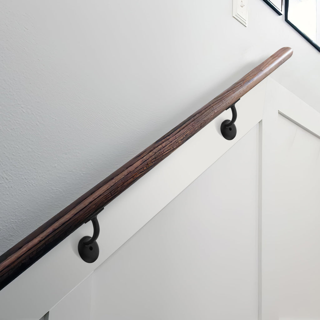 6 Pack Matte Black Hand Rail Bracket Heavy Duty Hardware for Stairways, Home or Office Stair Support Handrail Brackets