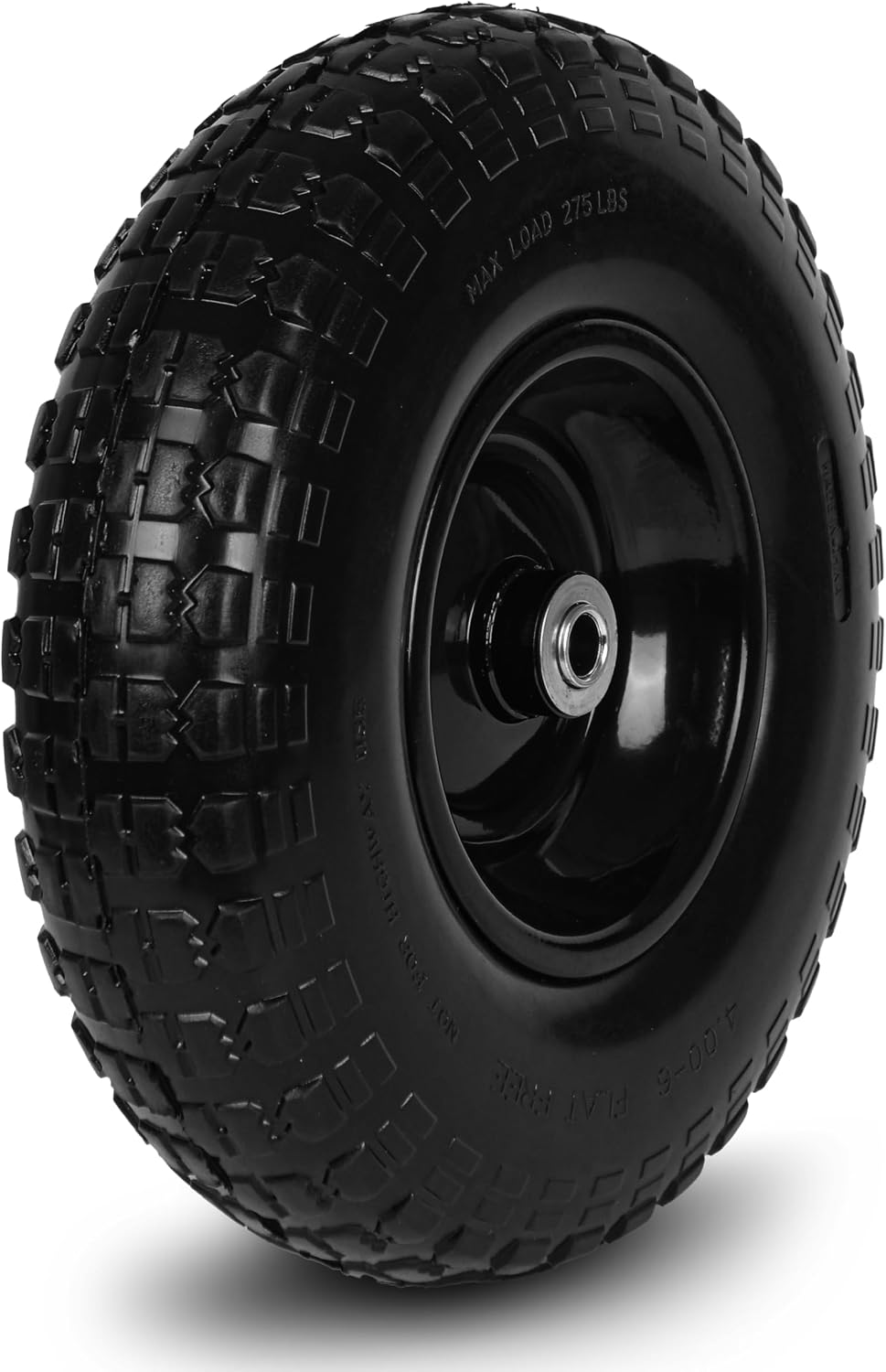1 PC 13 Inch Rubber Solid Flat Free Replacement Tires and Wheels 4.00-6 with 5/8'' Axle Bore Hole, Air Less Wheel for