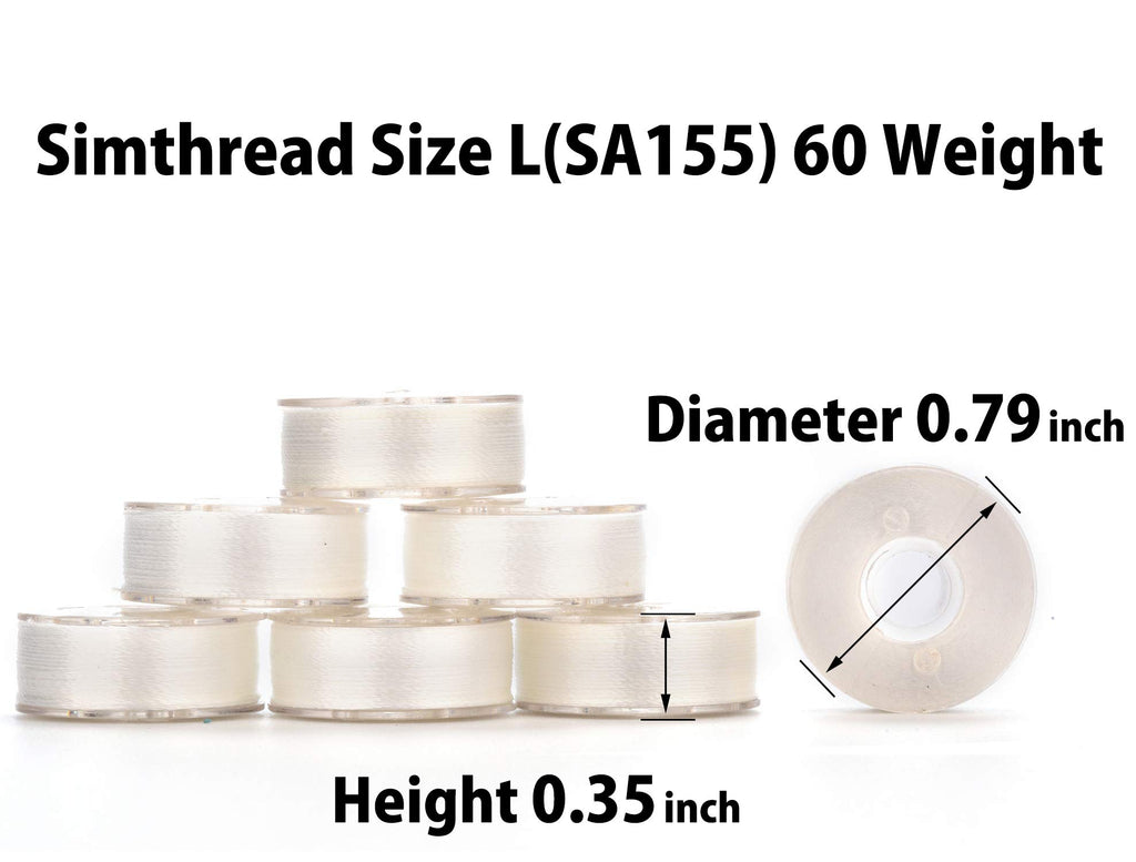 144pcs Size L SA155 60WT Prewound Bobbin Thread - White