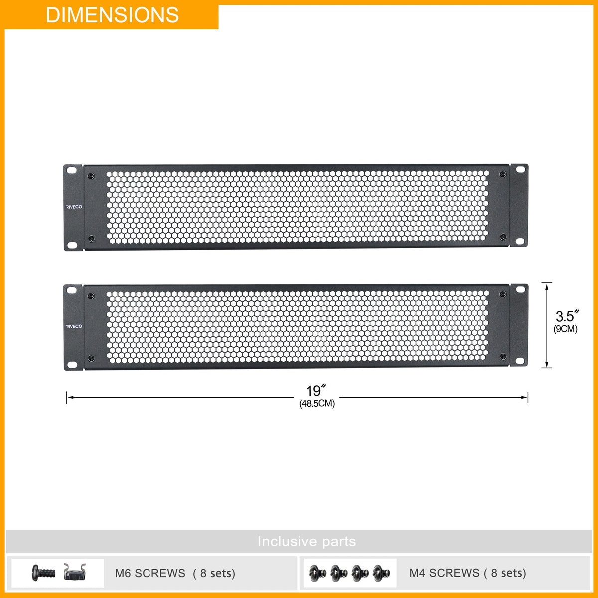 2U Vented Blank Panels for Rack & Cabinets Front Cover Panel 19-Inch Server & Network Rack Mount 2PCS Black