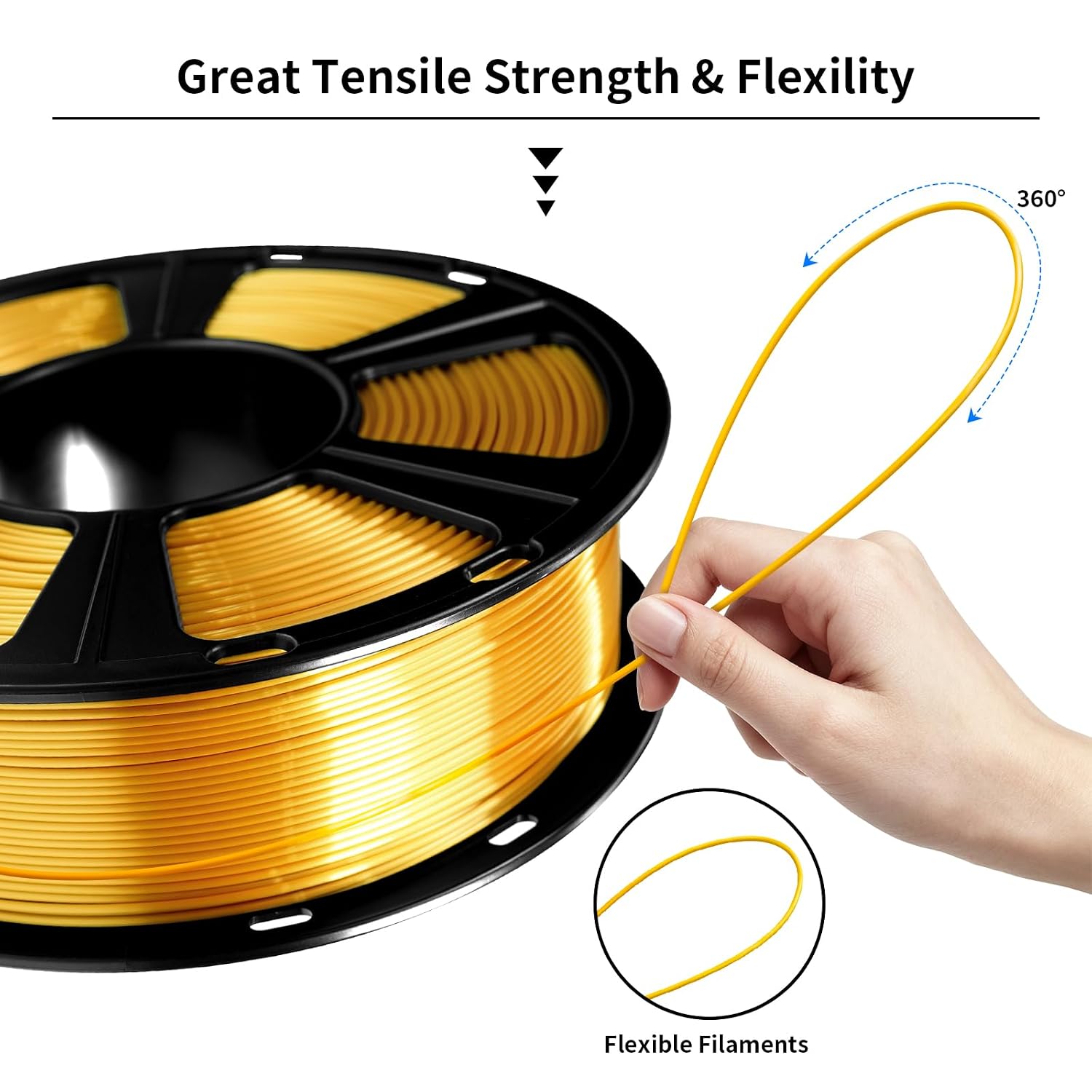 Silk PLA Filament 1.75mm for 3D Printer, Metal-Like Shiny Consumables 1kg (2.2lbs) 1 Spool, Dimensional Accuracy +/