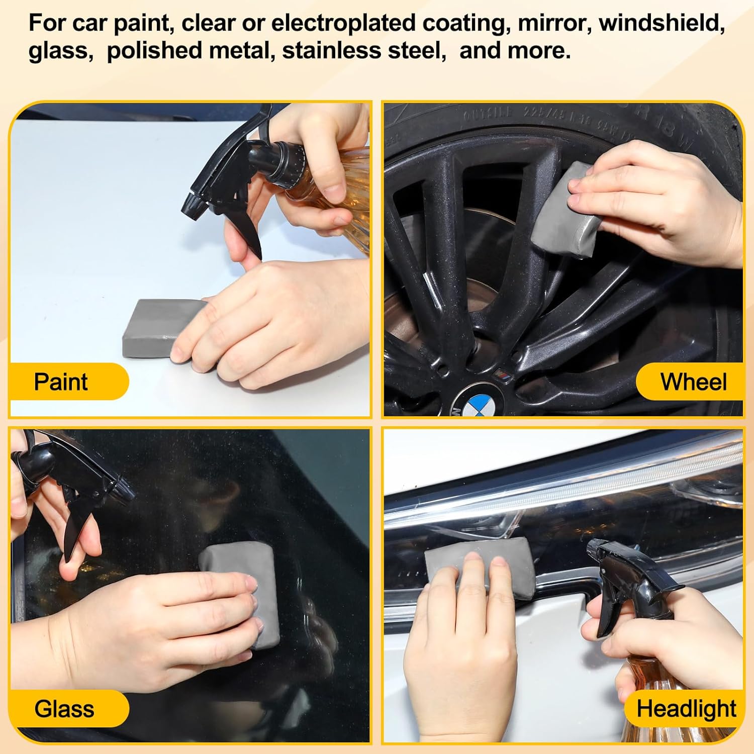 Car Clay Bar 4 Pack 400g, Premium Grade No Scratch Magic Clays Bars Detailing Cleaner Kit Glass Deatil Cleaning with