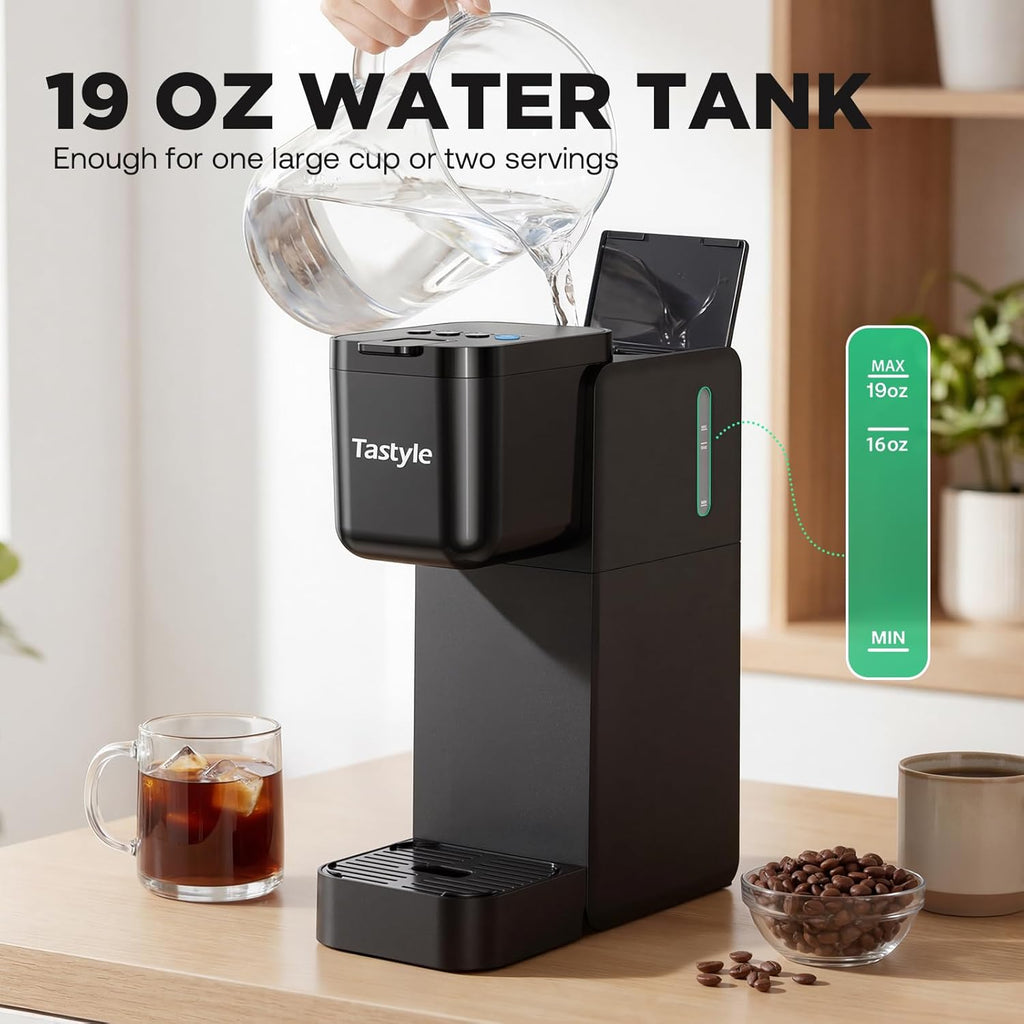 Single Serve Coffee Maker Hot and Iced with Bold Brew, Up to 16 Oz | for K Cup and Ground, Fits 7.3'' Travel Mug, 5