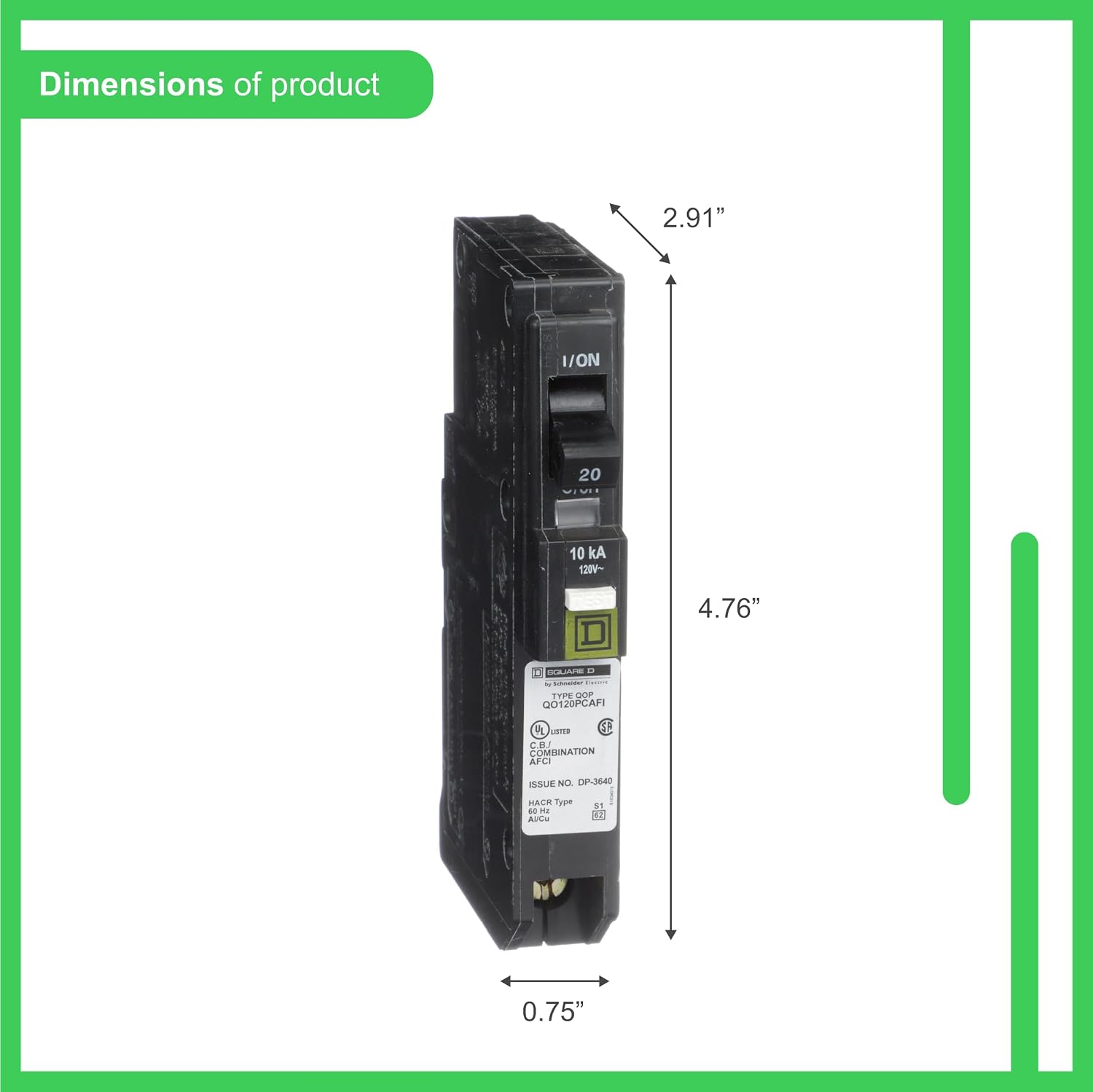 Square D by Schneider Electric Square D - QO120PCAFI 20-Amp Single-Pole Plug-On Neutral CAFCI Circuit Breaker