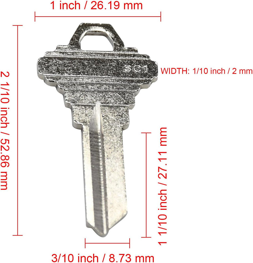 Brass SC1 Key Blanks Uncut Keys Compatible with Schlage 5-Pin Locks Value SC1 Uncut Blank Keys for Home and