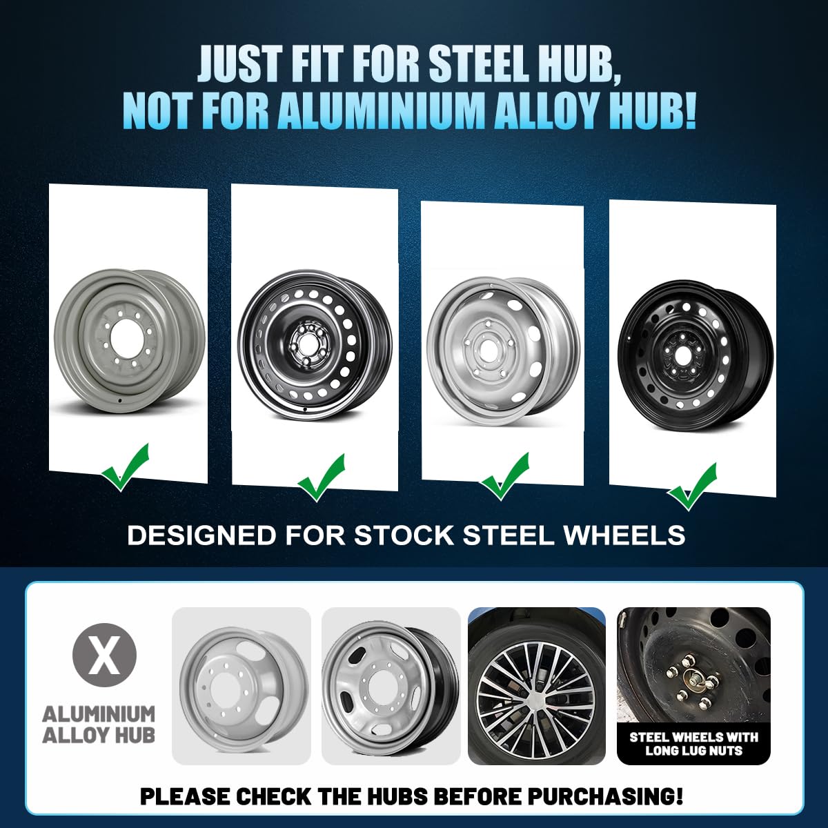 15 Inch Aero Disc Universal Full Coverage Hubcaps, Black Cloud Flow